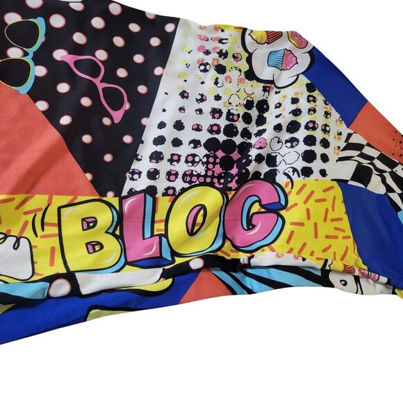 Graphic novelty print comic book plants fit and flare bootleg boot cut trendy - Picture 8 of 12